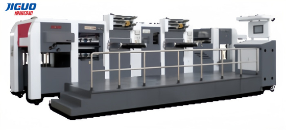 Máquina automática de estampado de papel caliente de doble unidad, relieve caliente, corte y extracción para papel de embalaje y rompecabezas